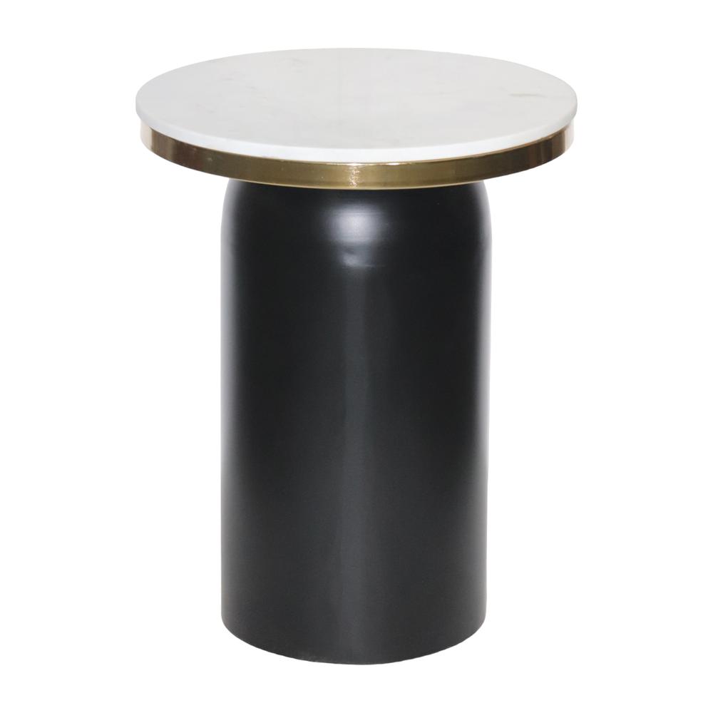 Metal, 21" Cylinder Side  Table, Black. Picture 1