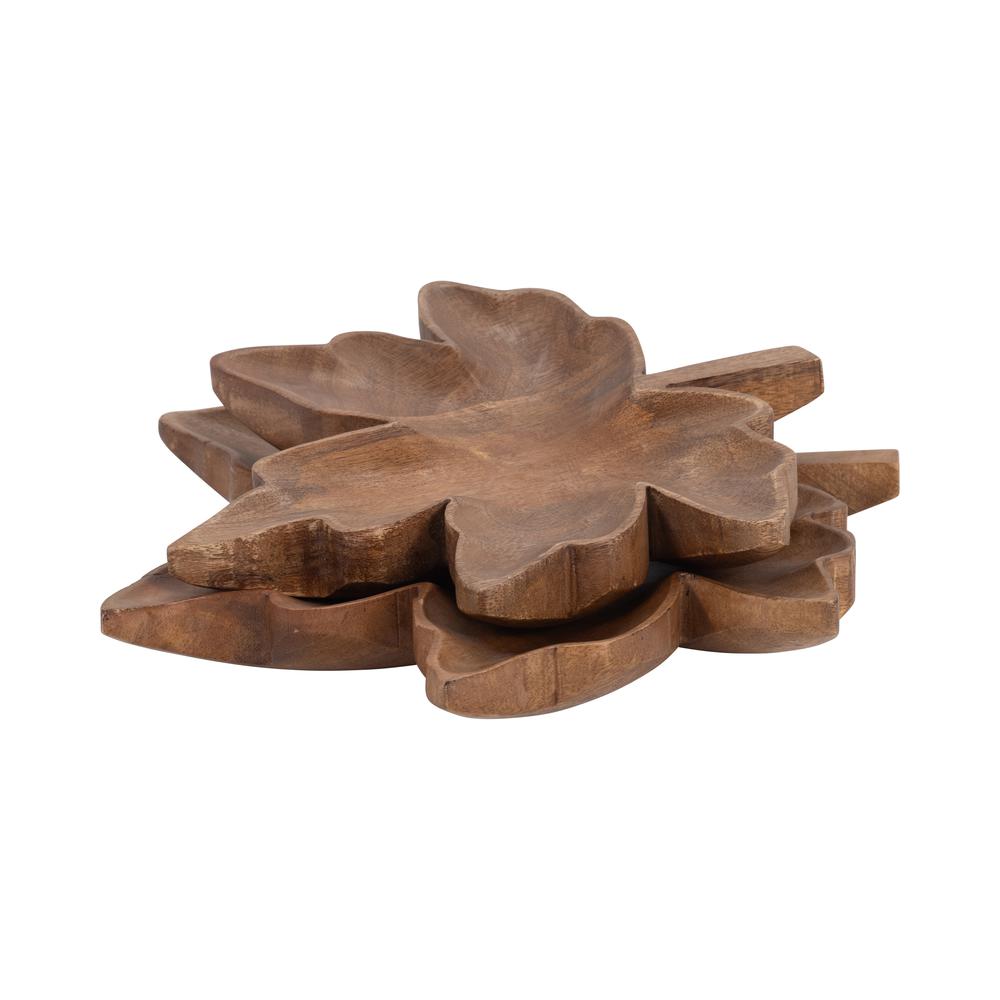 Wood, S/2 9/12" Maple Leaf Plate, Natural. Picture 6