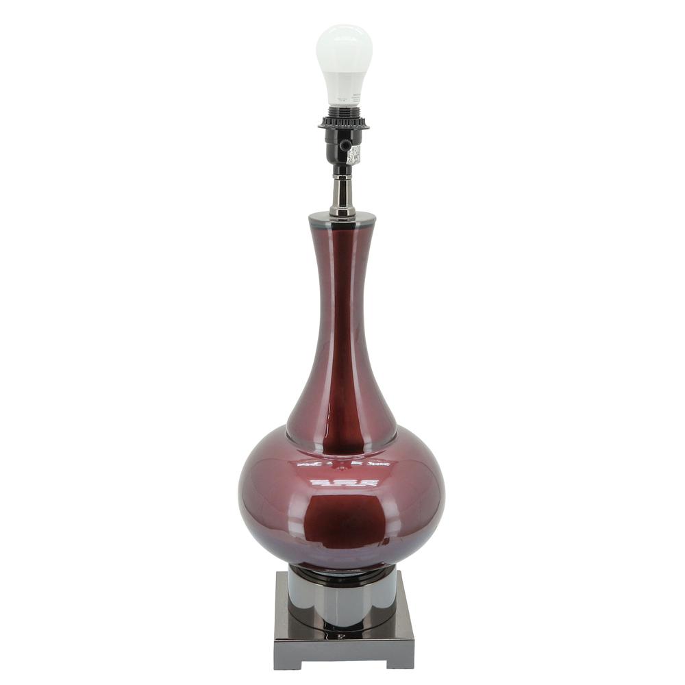 Glass 31" Genie Bottle Table Lamp, Burgundy. Picture 3
