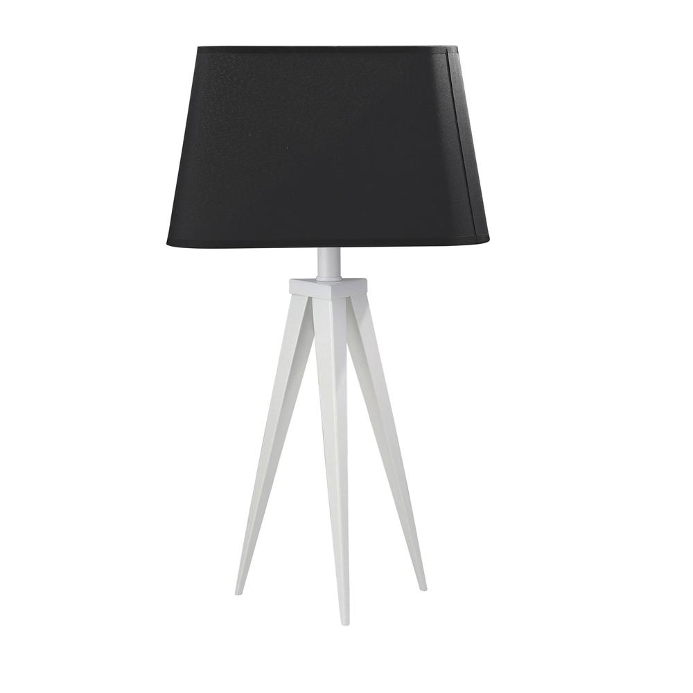 Metal 24" Tripod Table Lamp, White/black. Picture 2
