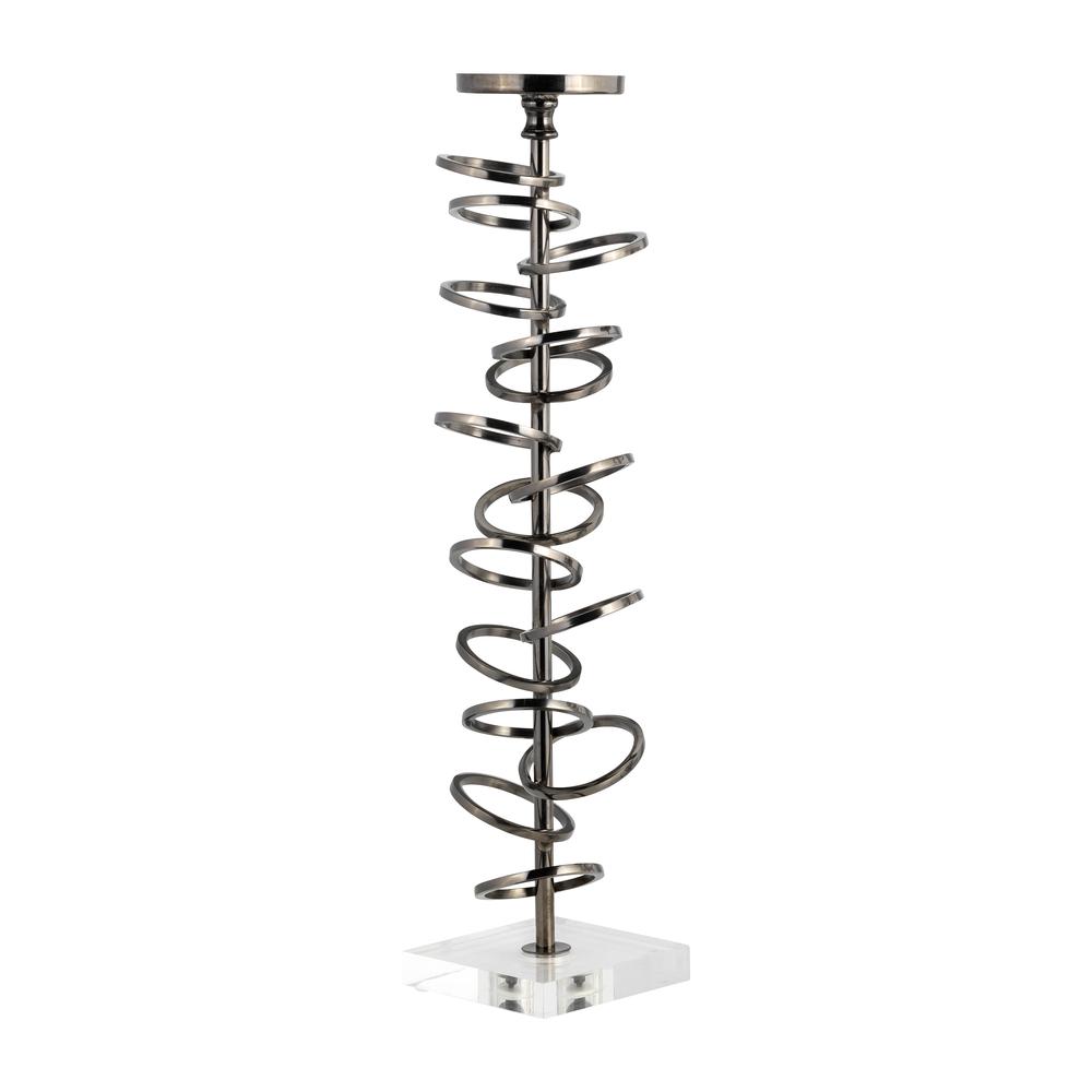 Metal, 18" Ring Toss On Acrylic Candleholder, Gunm. Picture 2