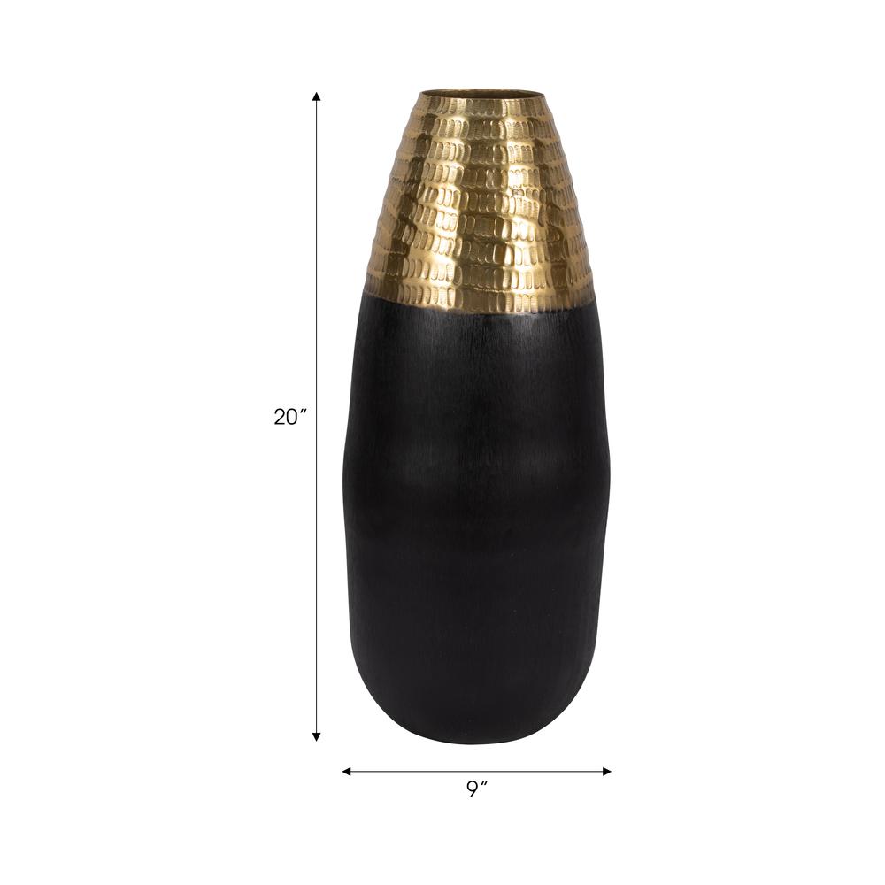 Metal, 20" 2-tone Floor Vase, Black/gold. Picture 7