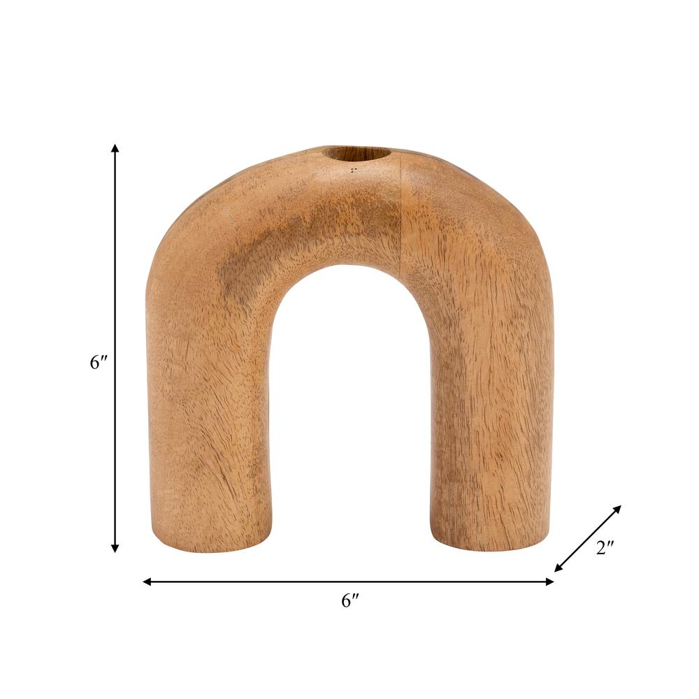 Wood, 6"h Horseshoe Vase, Brown. Picture 9