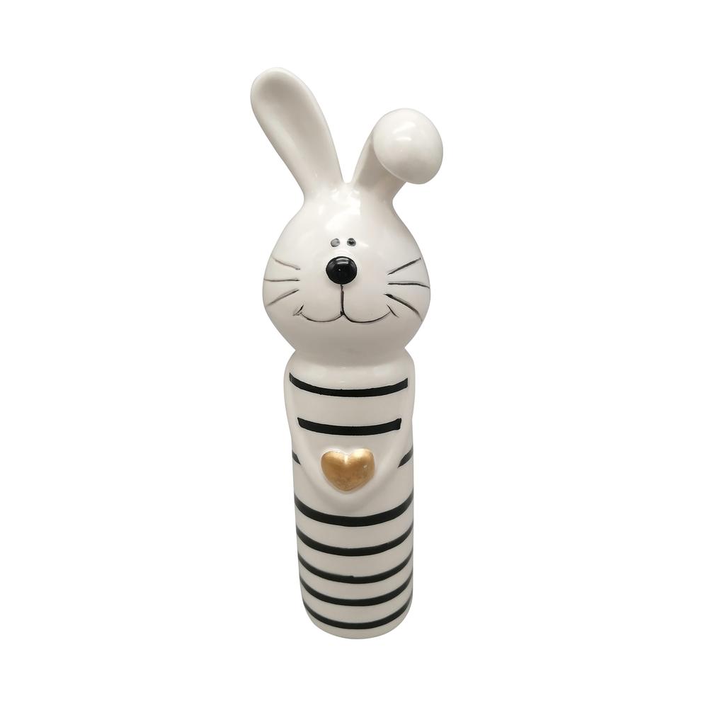 7" Lines Bunny With Gold Heart, White/black. Picture 1