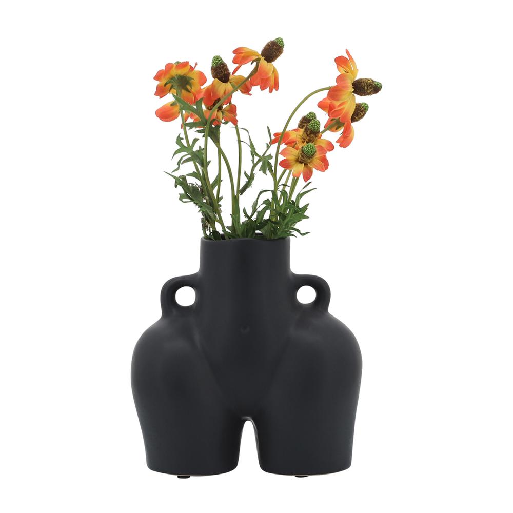 Cer, 7" Half Body Vase, Black. Picture 8