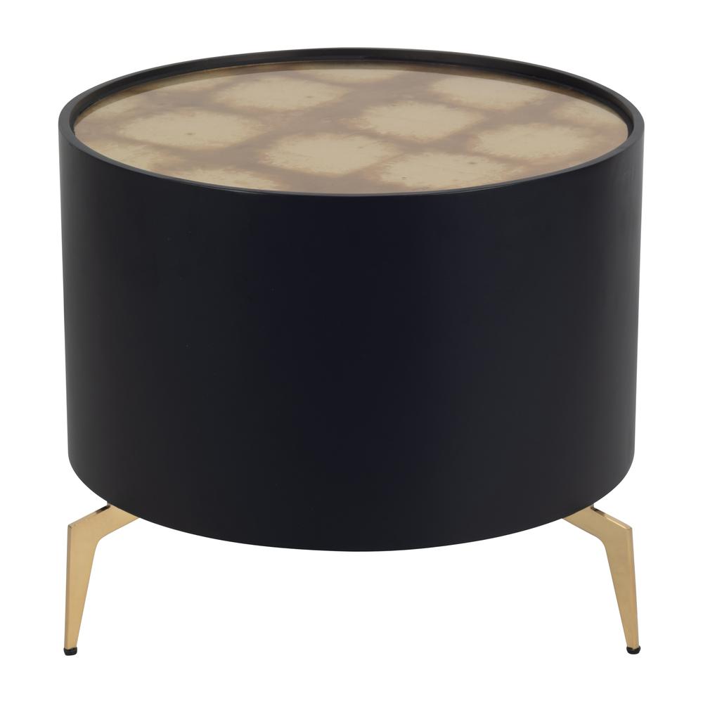 Wood,24" Gold Leaf Top Side Table, Blk/gld. Picture 1