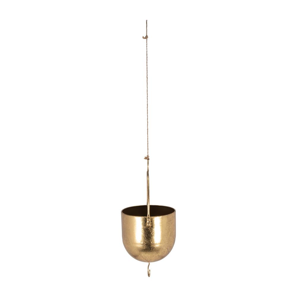 Metal 6" Hanging Planter, Gold. Picture 4