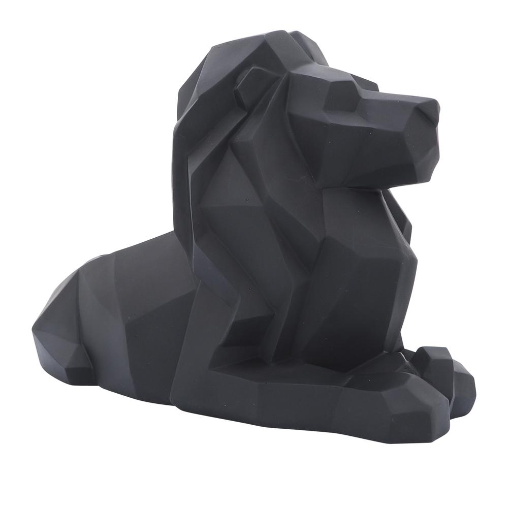 Resin 13" Laying Lion, Black. Picture 1