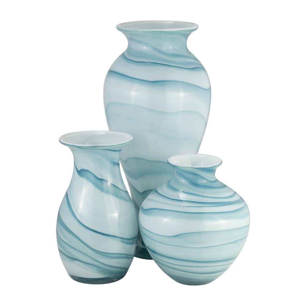Glass, 11"h 2-tone Vase, Blue/white. Picture 8
