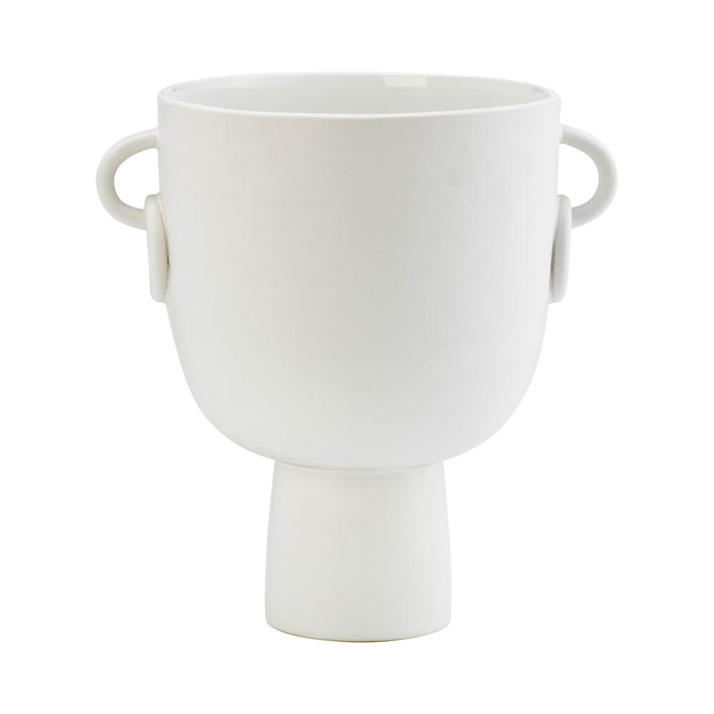 Cer, 10"h Vase With Handles, White. Picture 2