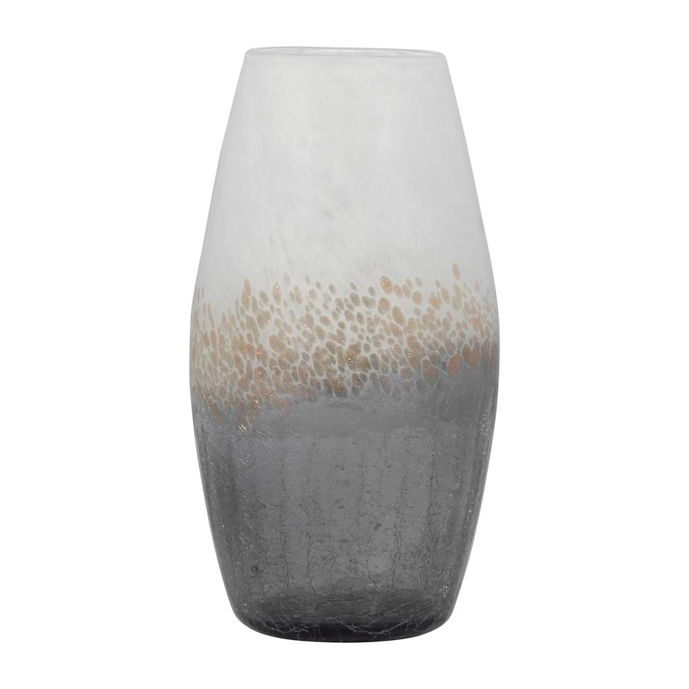 Glass, 12" Crackle Vase, Multi. Picture 1
