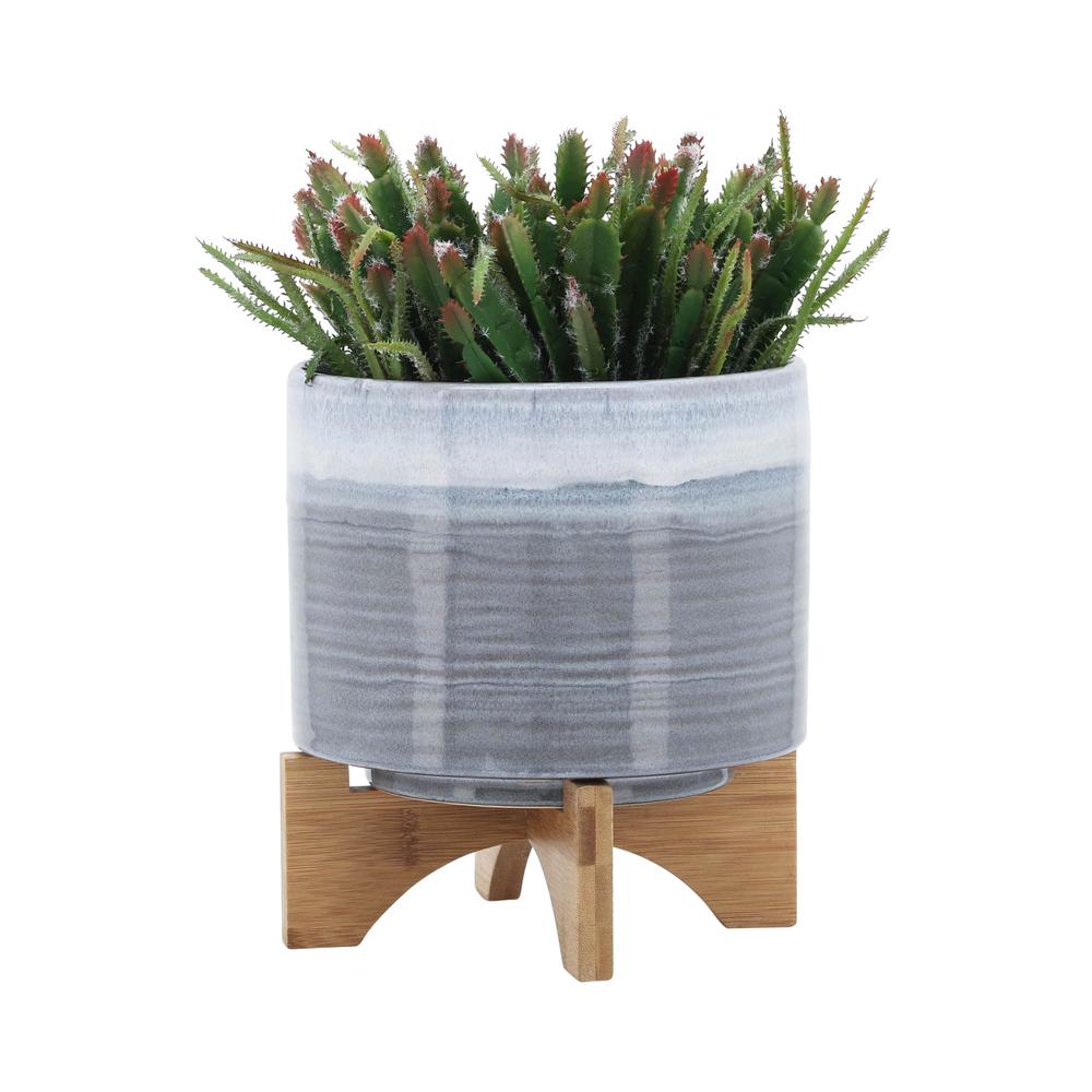 Ceramic 8" Planter On Stand, Blue Fade. Picture 3