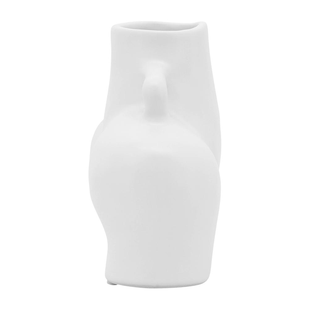 Cer, 6" Half Body Vase, White. Picture 3