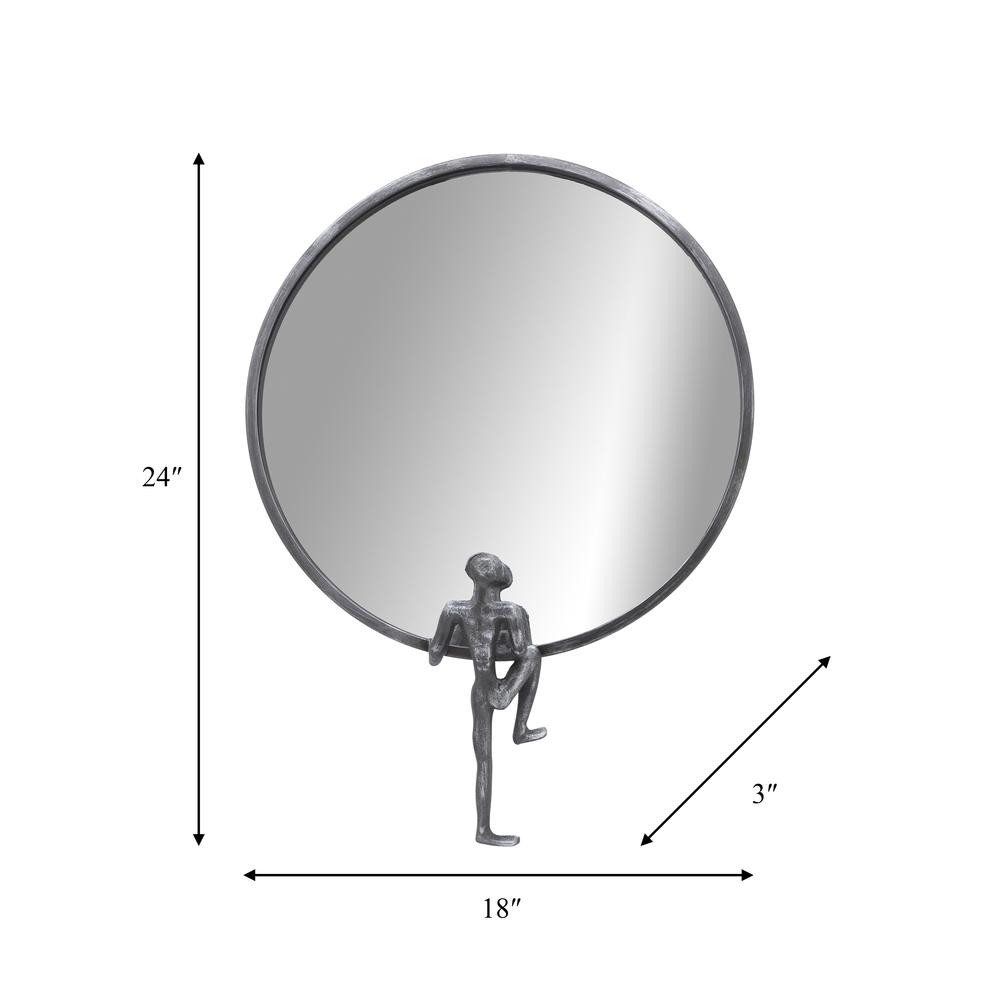 Metal, 24"h, Mirror With Man Deco, Black. Picture 6