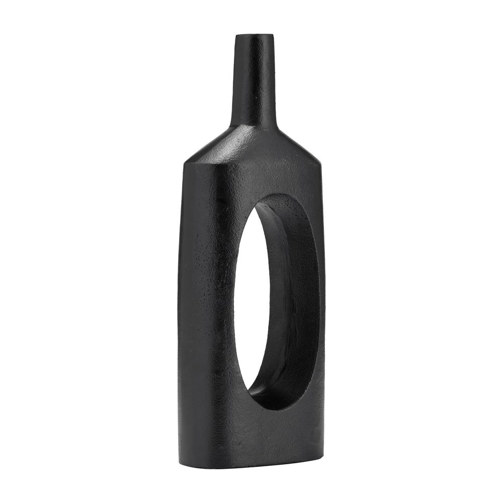Metal,16"h,tall Modern Open Cut Out Vase,black. Picture 2