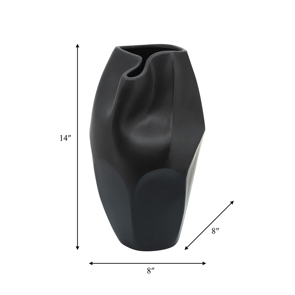 Cer, 14"h Abstract Vase, Black. Picture 4