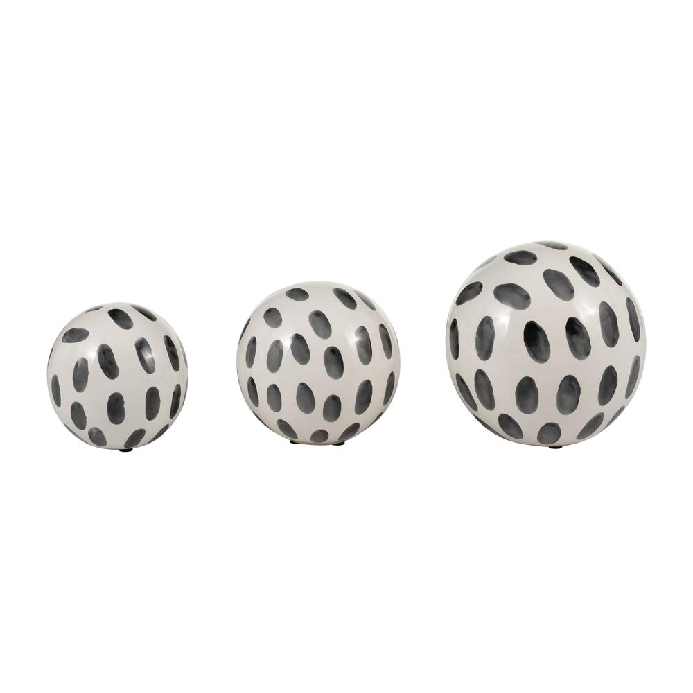 Cer, S/3 4/5/6" Spotted Orbs, Blk/wht. Picture 3