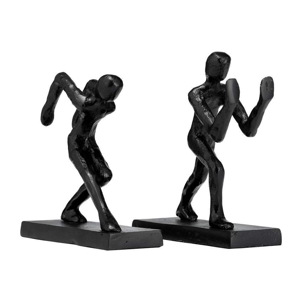 Metal,s/2 9"h, Push Hold Figures Bookends,black. Picture 3
