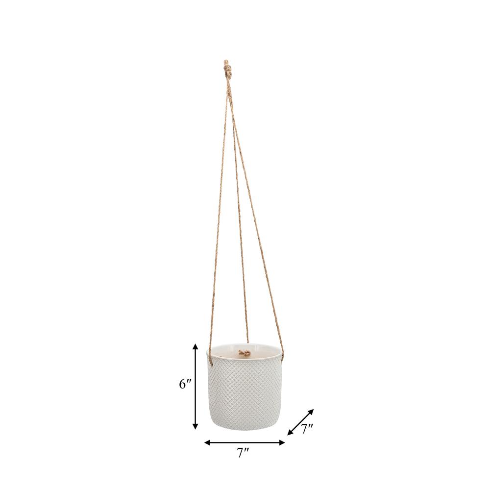 7", Dotted Hanging Planter, White. Picture 7