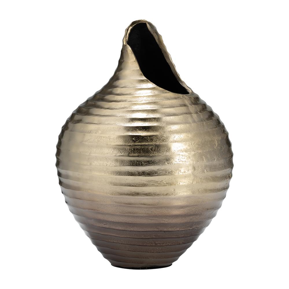 Metal,16",shell Like Vase,gold. Picture 3
