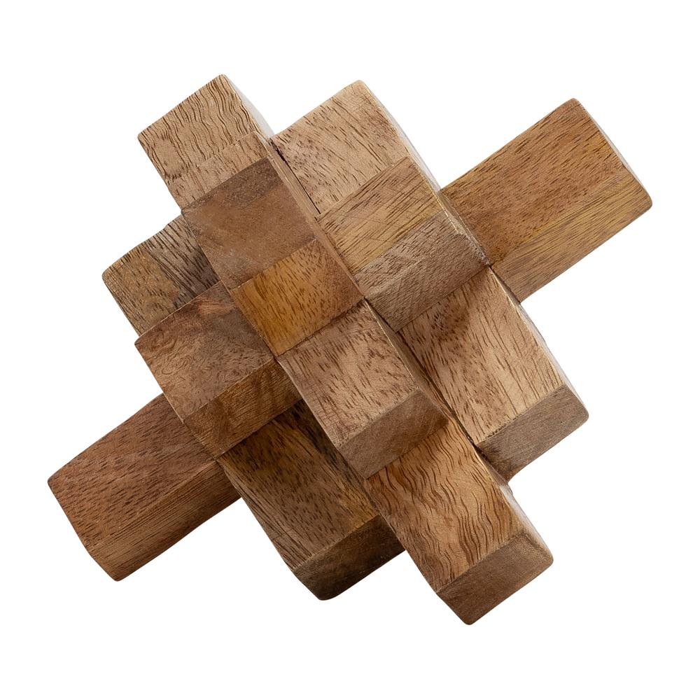 Wood, 6"  Geometric Orb, Natural. Picture 1