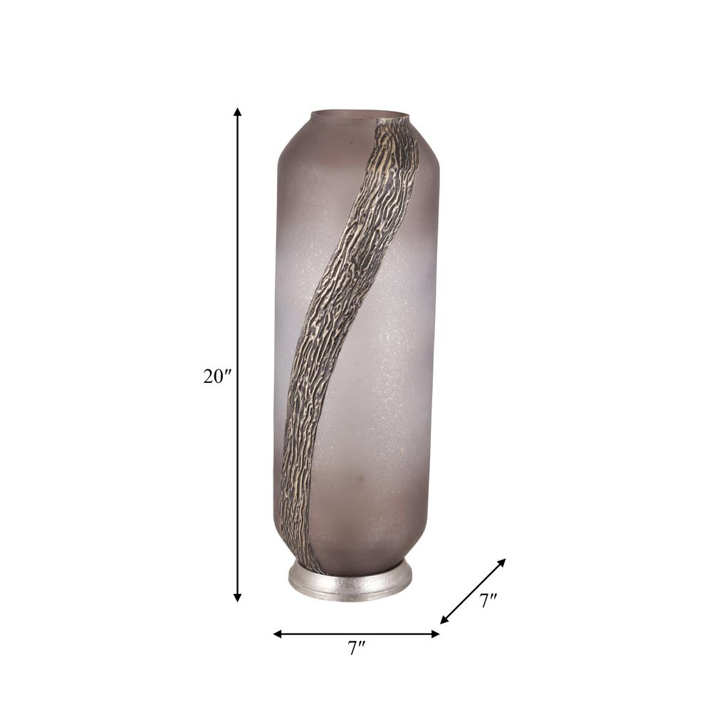 Glass, 20" Metallic Detail Vase,  Blush. Picture 2