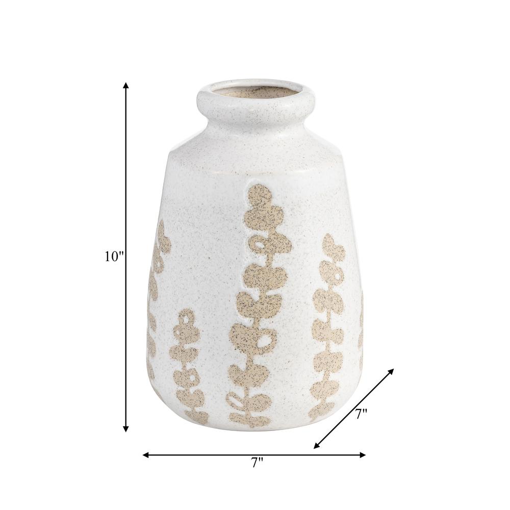 Cer, 10"h Botanical Vase, Ivory. Picture 8