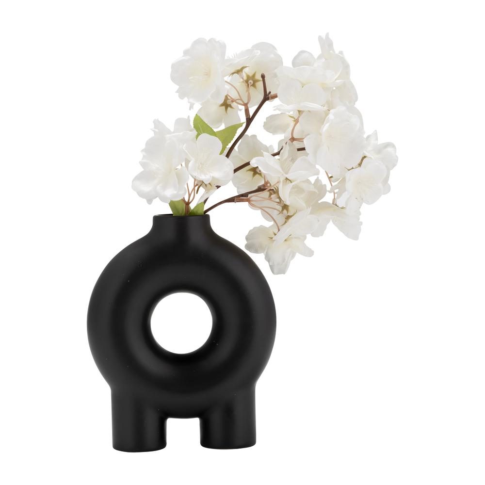 Cer,7",donut Footed Vase,black. Picture 5