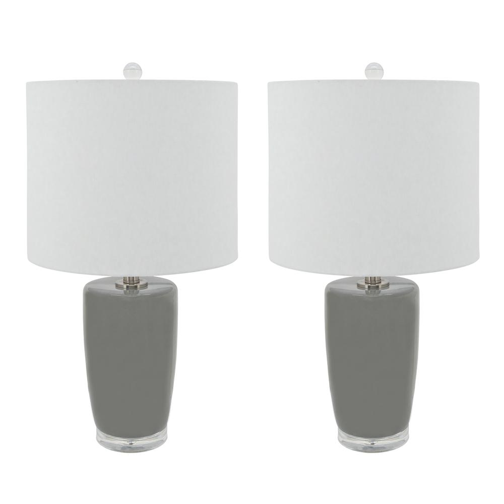 S/2 Ceramic 25" Table Lamps, Gray. Picture 1