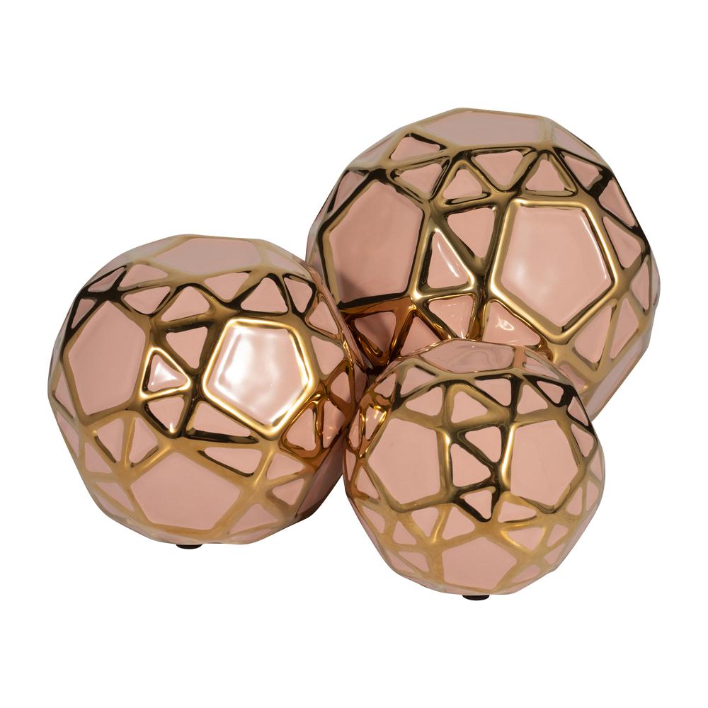 Cer, S/3 4/5/6", Orbs Blush/gold. Picture 3