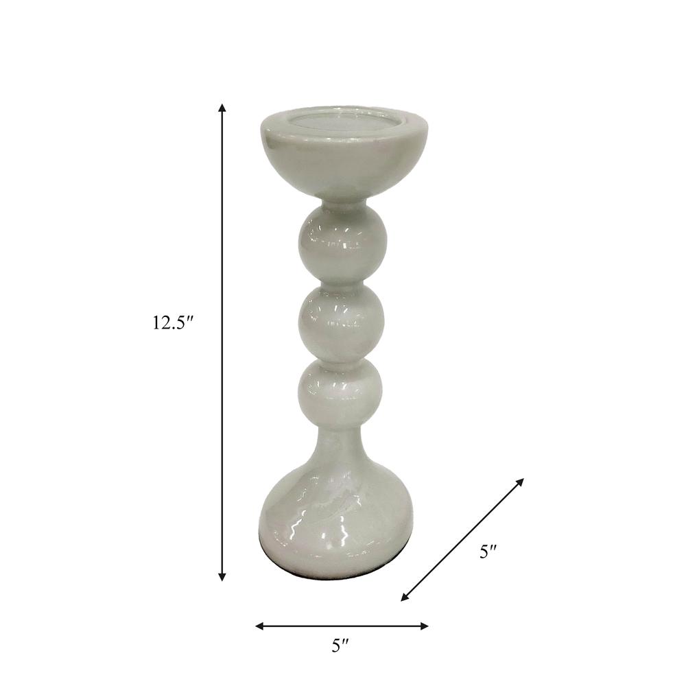Glass,13"h,bubbly Candle Holder,white. Picture 2