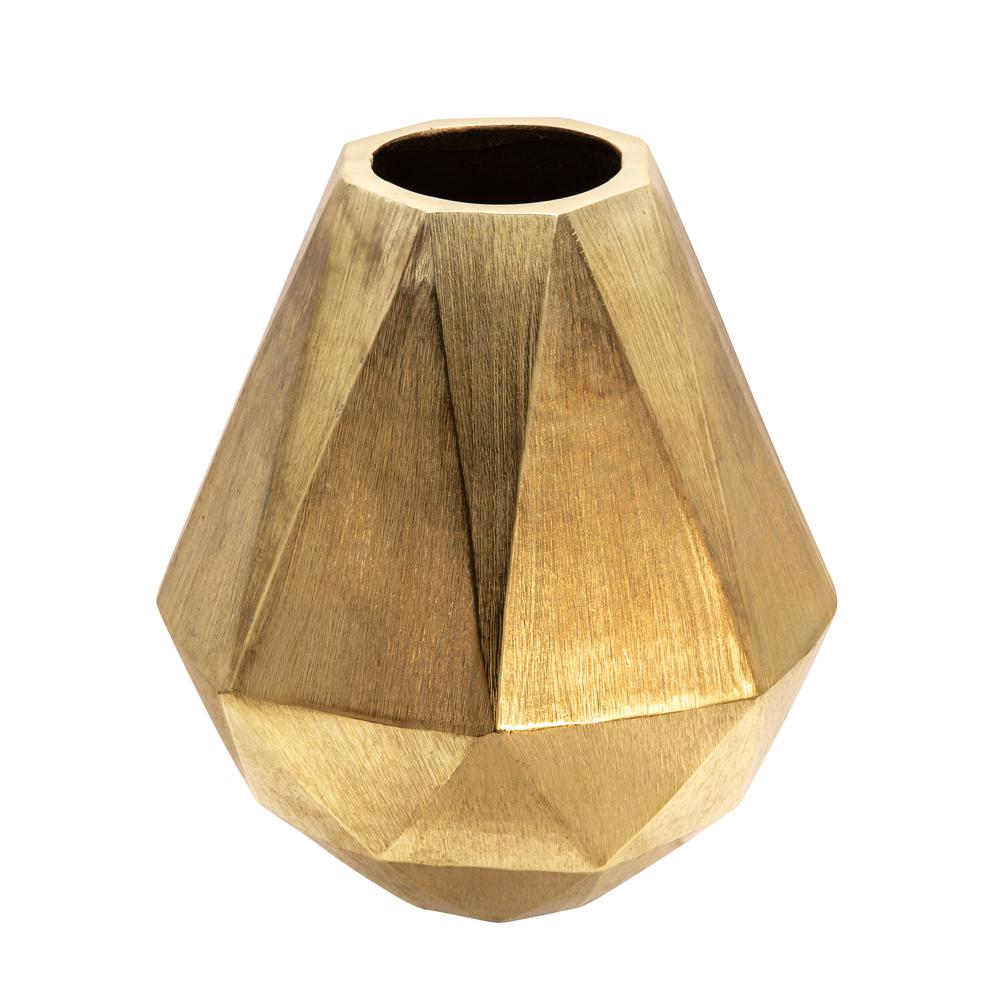10" Geometric Deco Vase, Gold. Picture 1