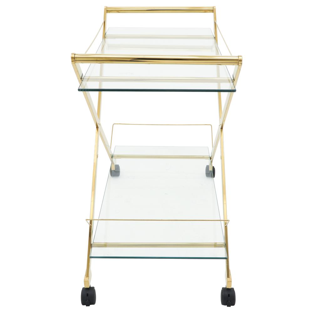 Two Tier 31" Rolling Bar Cart,gold Kd. Picture 3