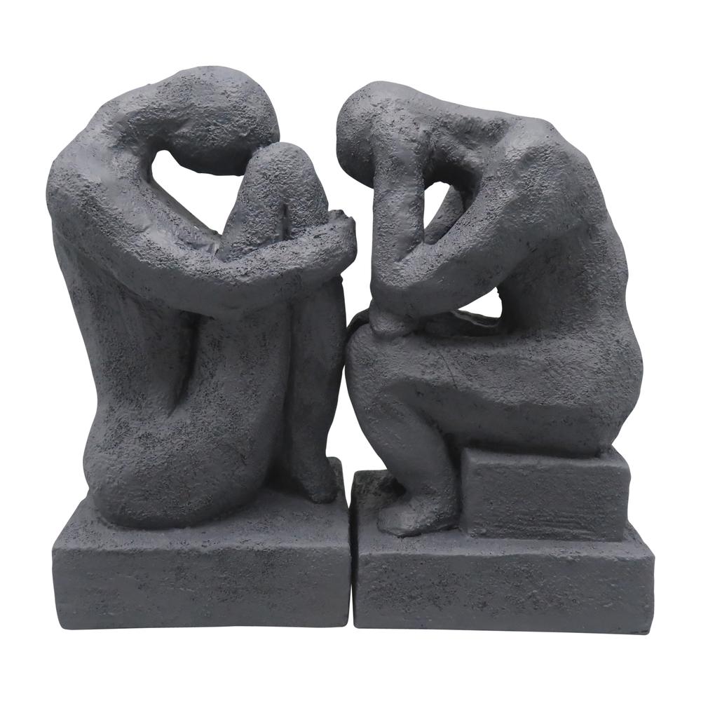 7" Thinking Man Bookends, Charcoal. Picture 1