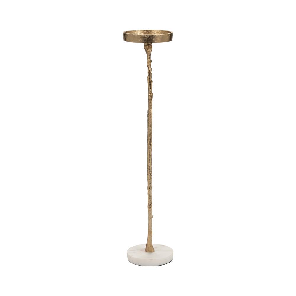Metal, 19" Contemporary Candle Holder, Gold. Picture 4