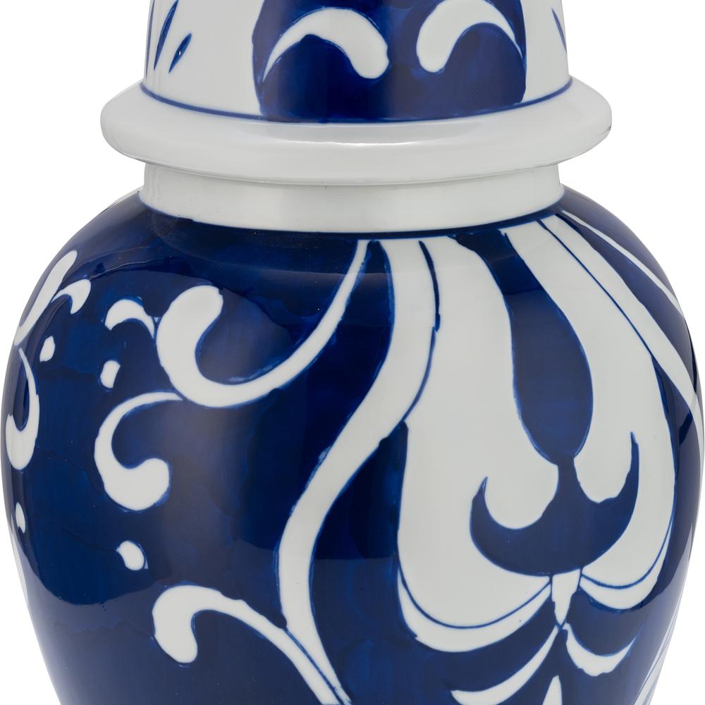 Ec Cer,14" White/blue Temple Jar. Picture 3