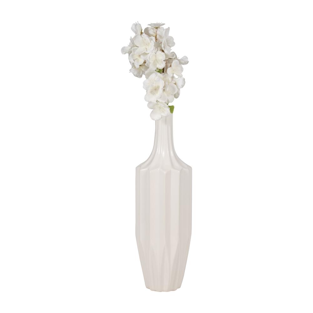 Cer, 16" Fluted Vase, White. Picture 3