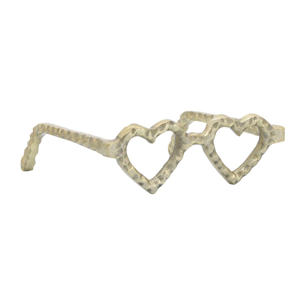 Metal Heart Shaped Glasses, Gold. Picture 1