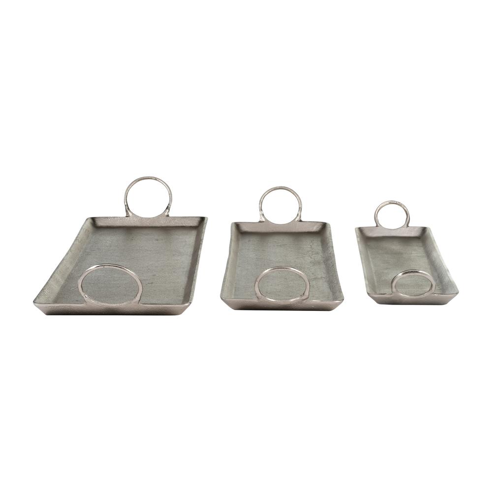 Metal, S/3 24x6/30x8/33x10" Casted Trays, Metallic. Picture 6