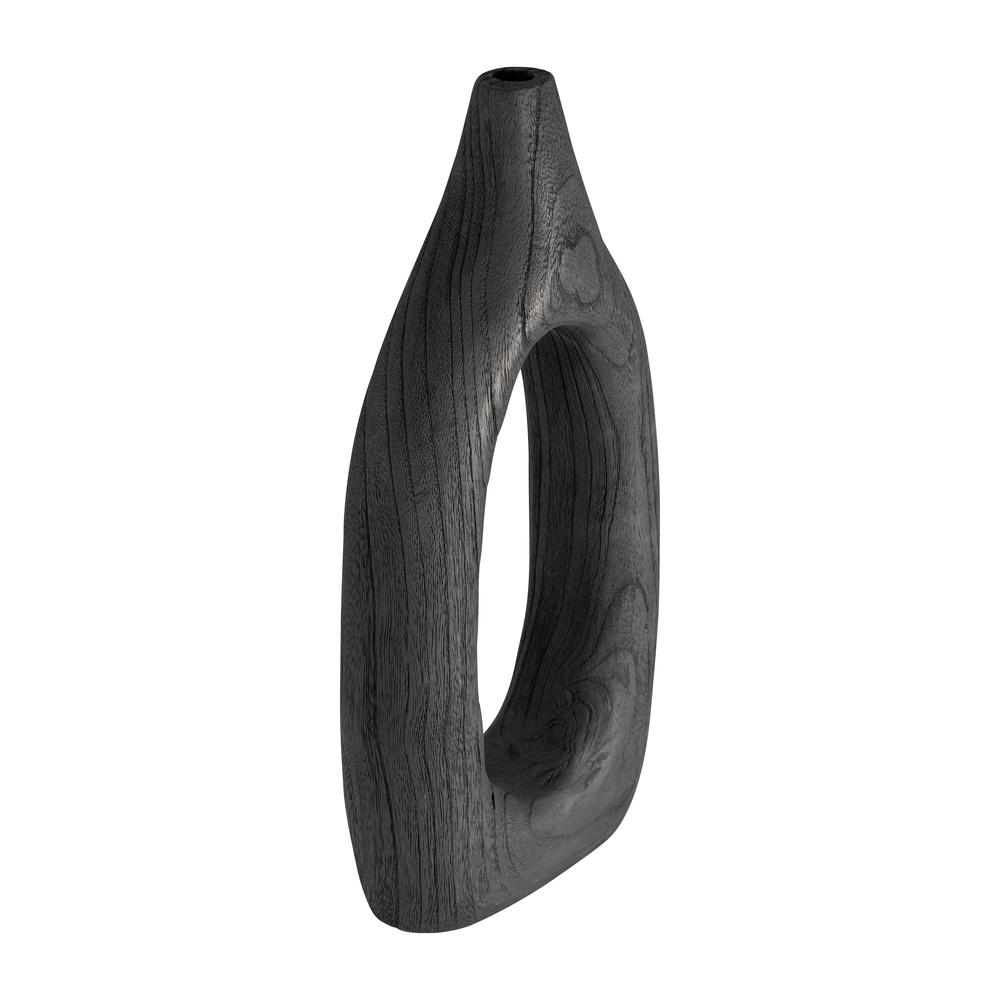 Wood, 14"h Cut-out Vase, Black. Picture 5