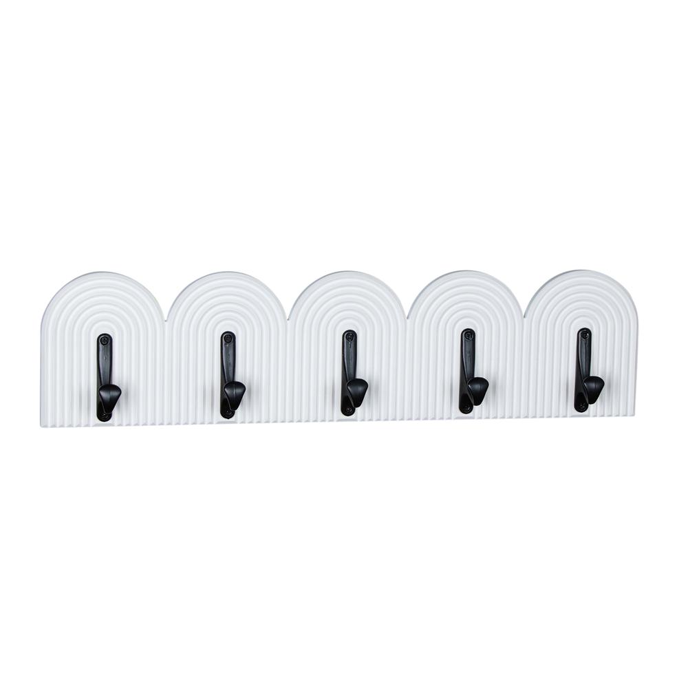 24" 5-arch Wall Hooks, White. Picture 1