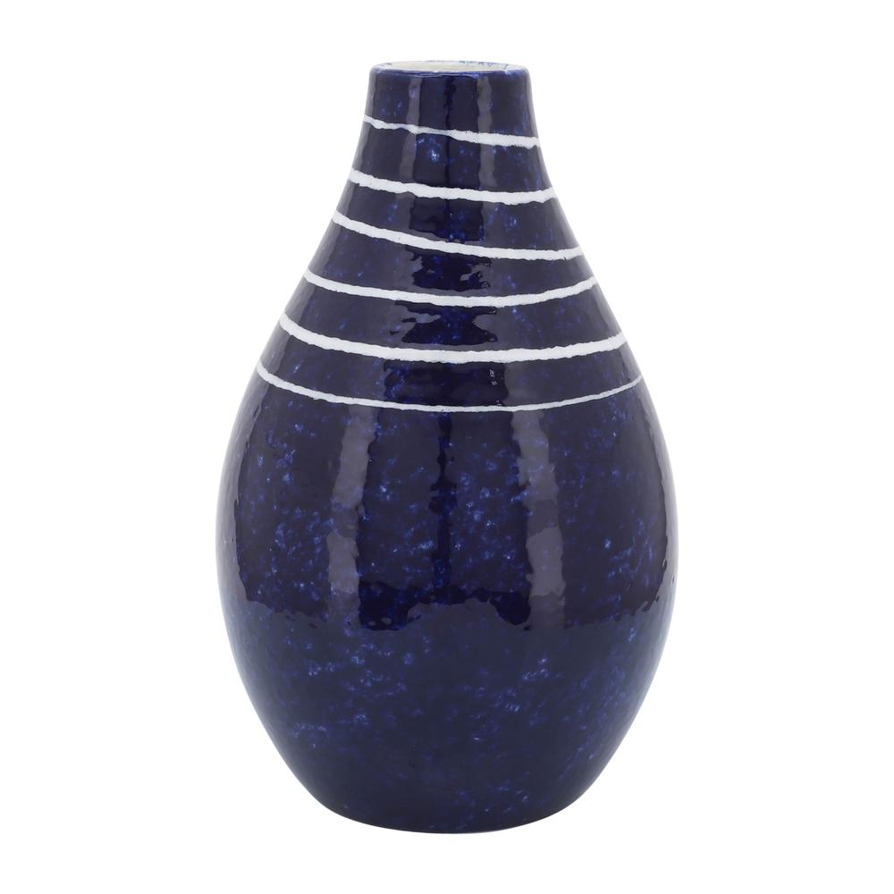 Cer, 10"h Primeval Vase, Blue. Picture 1