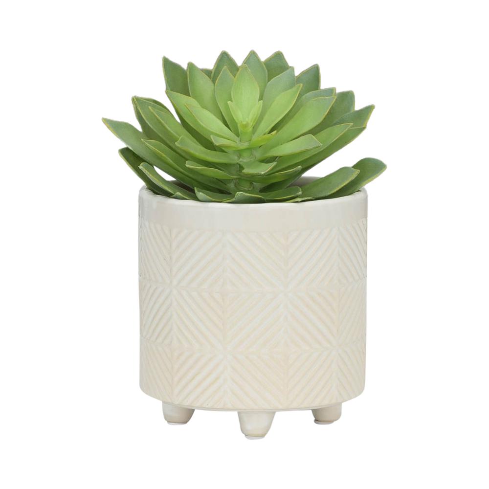 S/2 6/8" Textured Planters, Shiny White. Picture 4