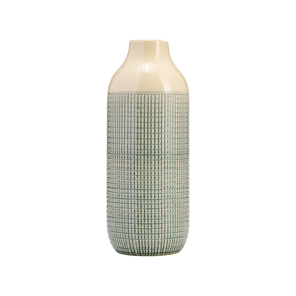Cer, 12"h 3-tone Vase, Light Blue Green. Picture 1