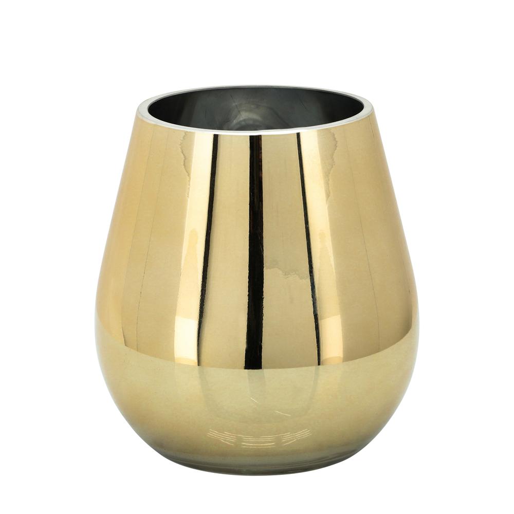 Glass 6"h Metallic Vase, Gold. Picture 1