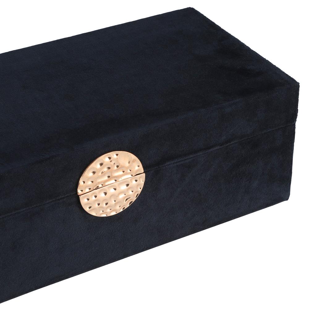 Wood, S/2 10/12" Box W/ Medallion, Navy/gold. Picture 9