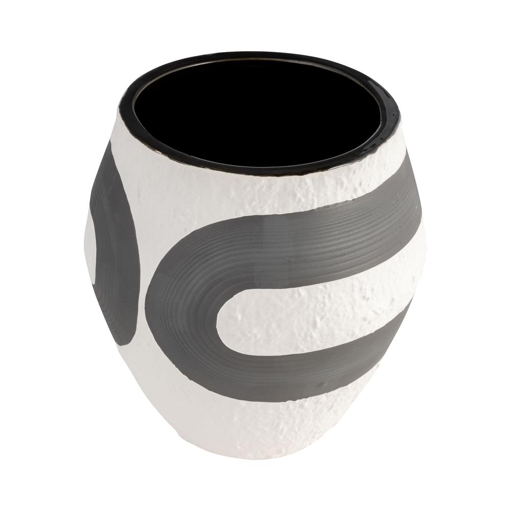 Stoneware, 8" Noir Vase, Black/white. Picture 5