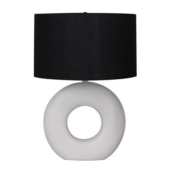 26" Textured Round Open Cut-out Table Lamp, White. Picture 1