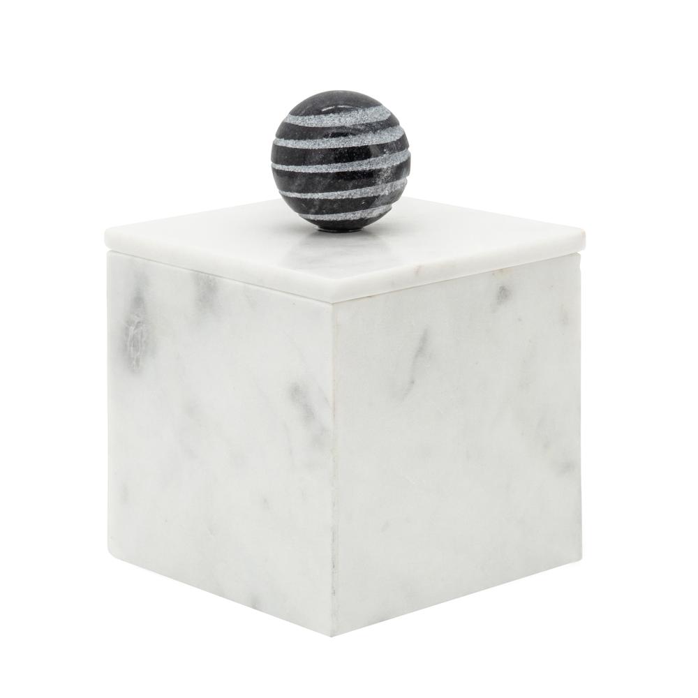 Marble, 5x7 Box W/ Orb, White. Picture 1