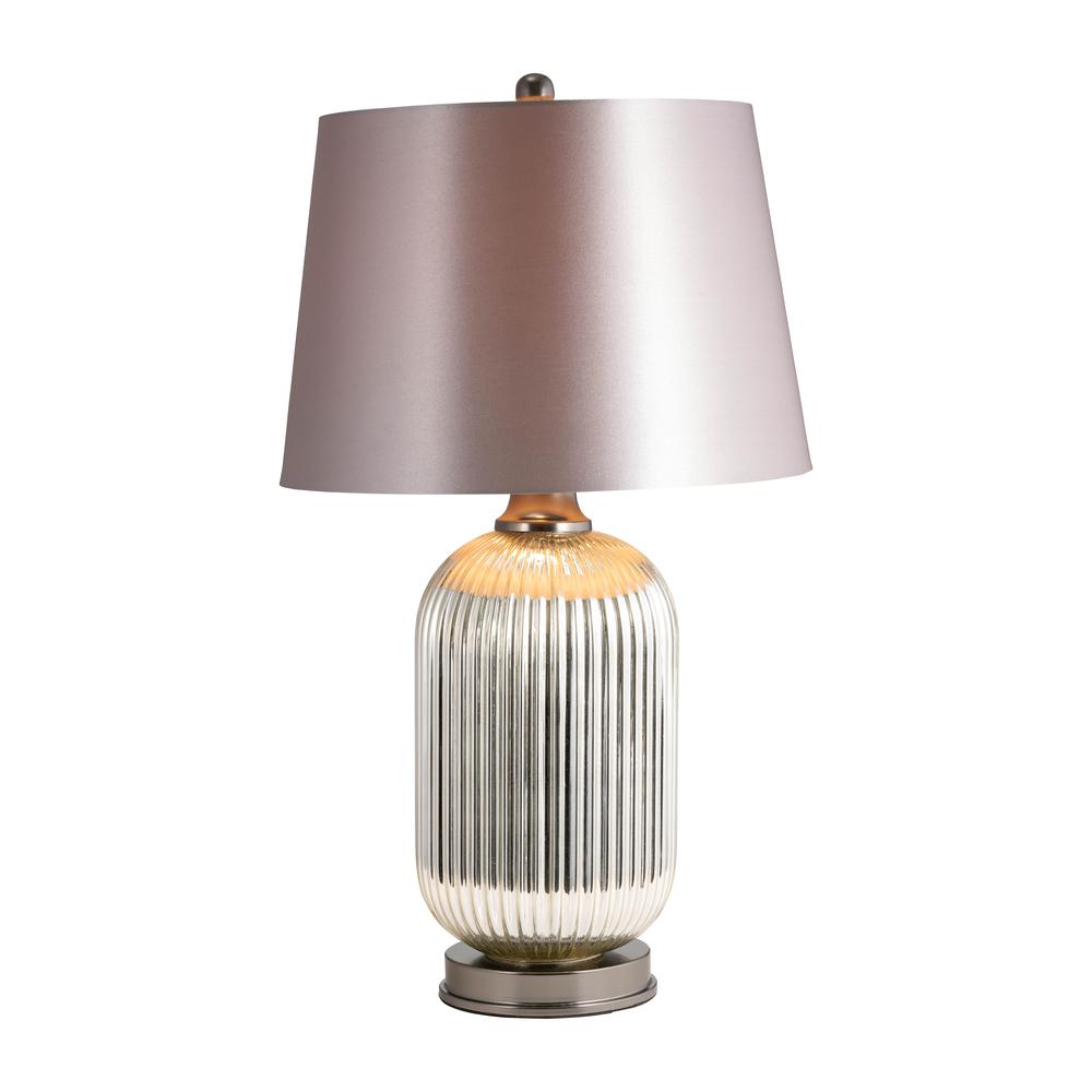 Glass, 27" Ridged Table Lamp, Silver. Picture 2